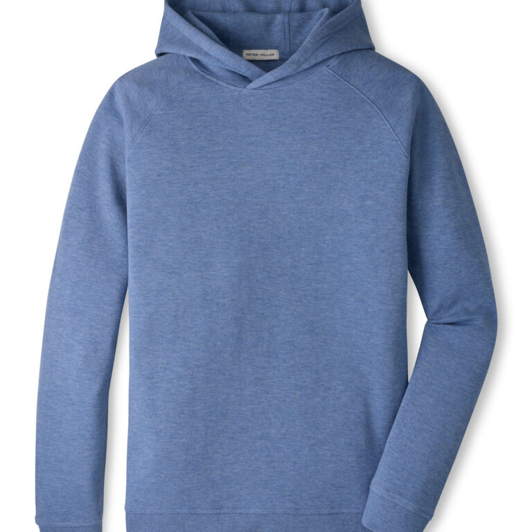 Peter Millar Crown Comfort Knit Hoodie in Blue Freesia