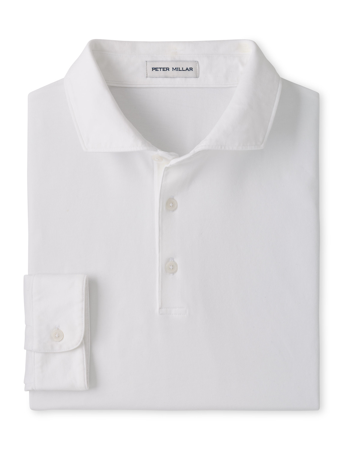 Peter Millar Crown Flex Cotton Long Sleeve Polo in White