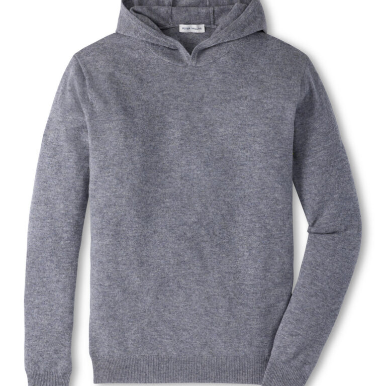Peter Millar Crown Heritage Cashmere Hoodie Sweater in Oslo Grey