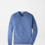 Peter Millar Crown Heritage Cashmere V-Neck Sweater in Astral Blue