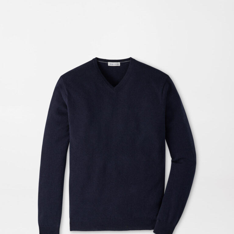 Peter Millar Crown Heritage Cashmere V-Neck Sweater in Navy