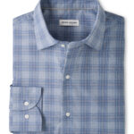 Peter Millar Dean Performance Flannel Sport Shirt in Gravel Blue