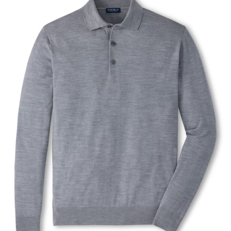 Peter Millar Dorset Sweater Polo in Grey Heather