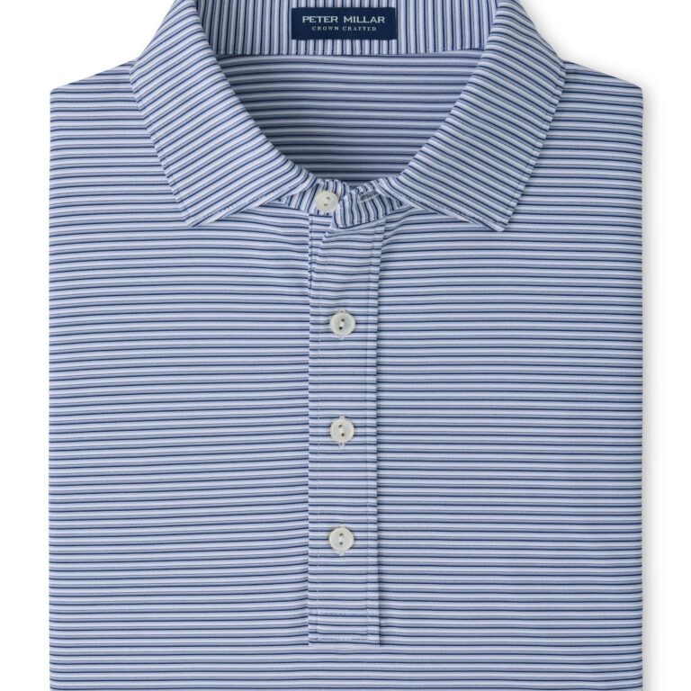 Peter Millar Ensemble Performance Jersey Polo – Kelly Hard Collar in White