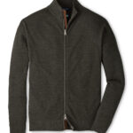 Peter Millar Excursionist Flex Full Zip Sweater in Dark Olive