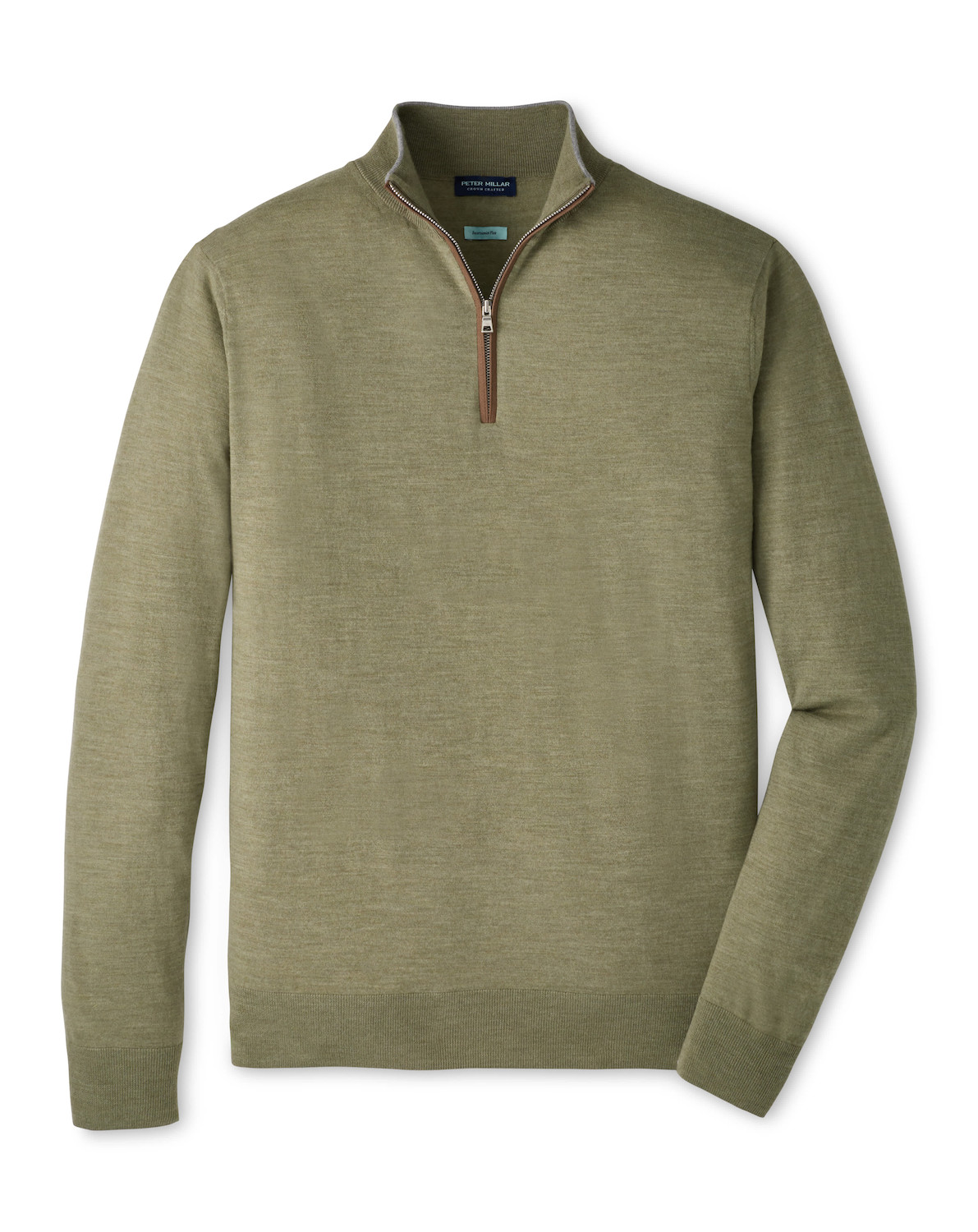 Peter Millar Excursionist Flex Quarter-Zip Sweater in Bayleaf
