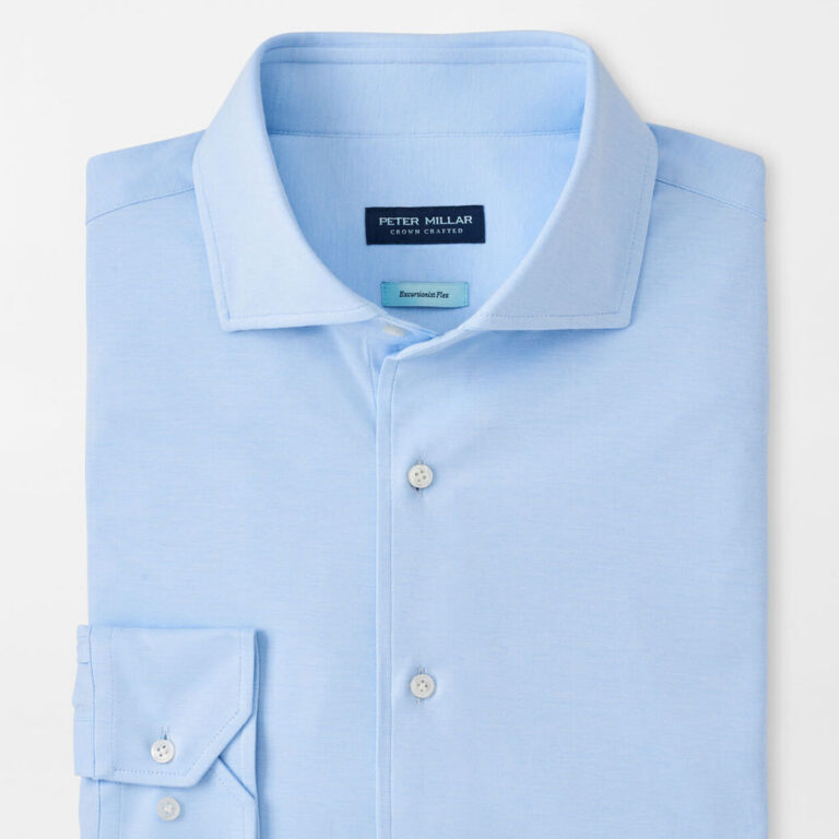 Peter Millar Excursionist Flex Solid Sport Shirt in Blue Frost