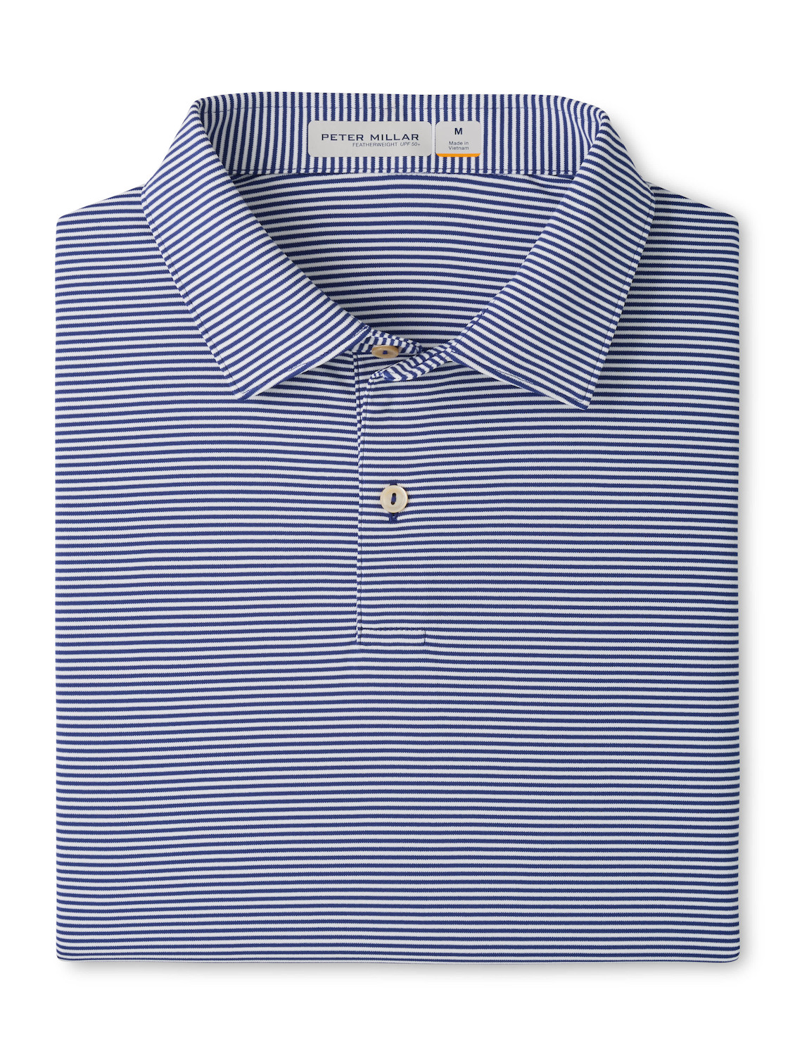 Peter Millar Featherweight Market Stripe Performance Polo – Sean Self Collar in Sport Navy