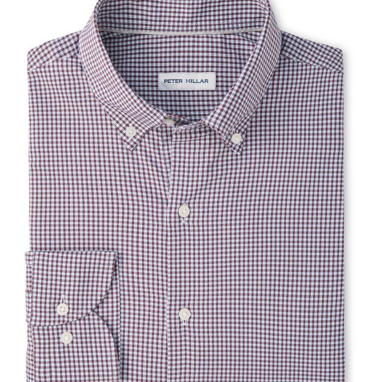 Peter Millar Gregory Crown Lite Cotton-Stretch Sport Shirt in Bordeaux