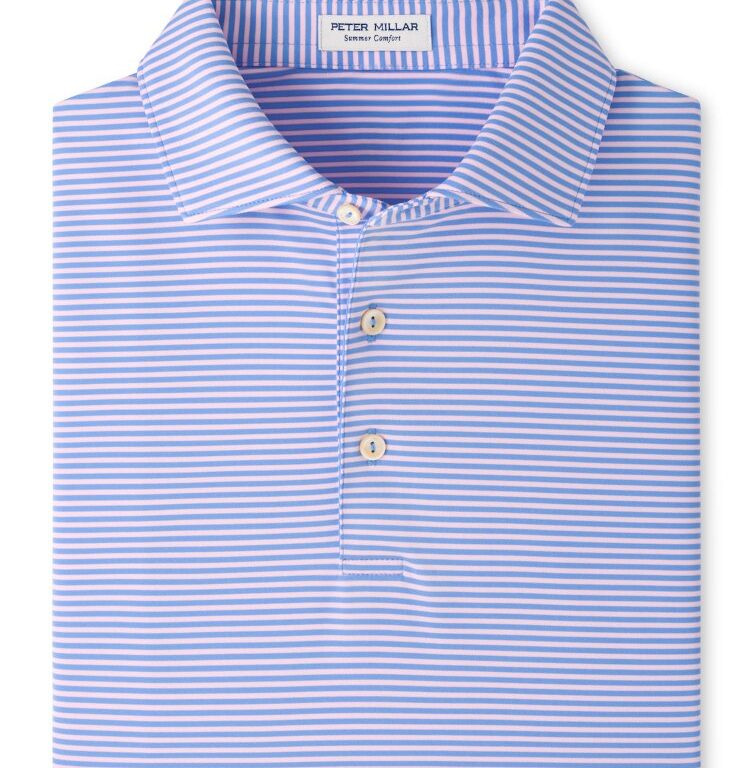 Peter Millar Hales Performance Jersey Polo - Sean Self Collar in Estate Blue