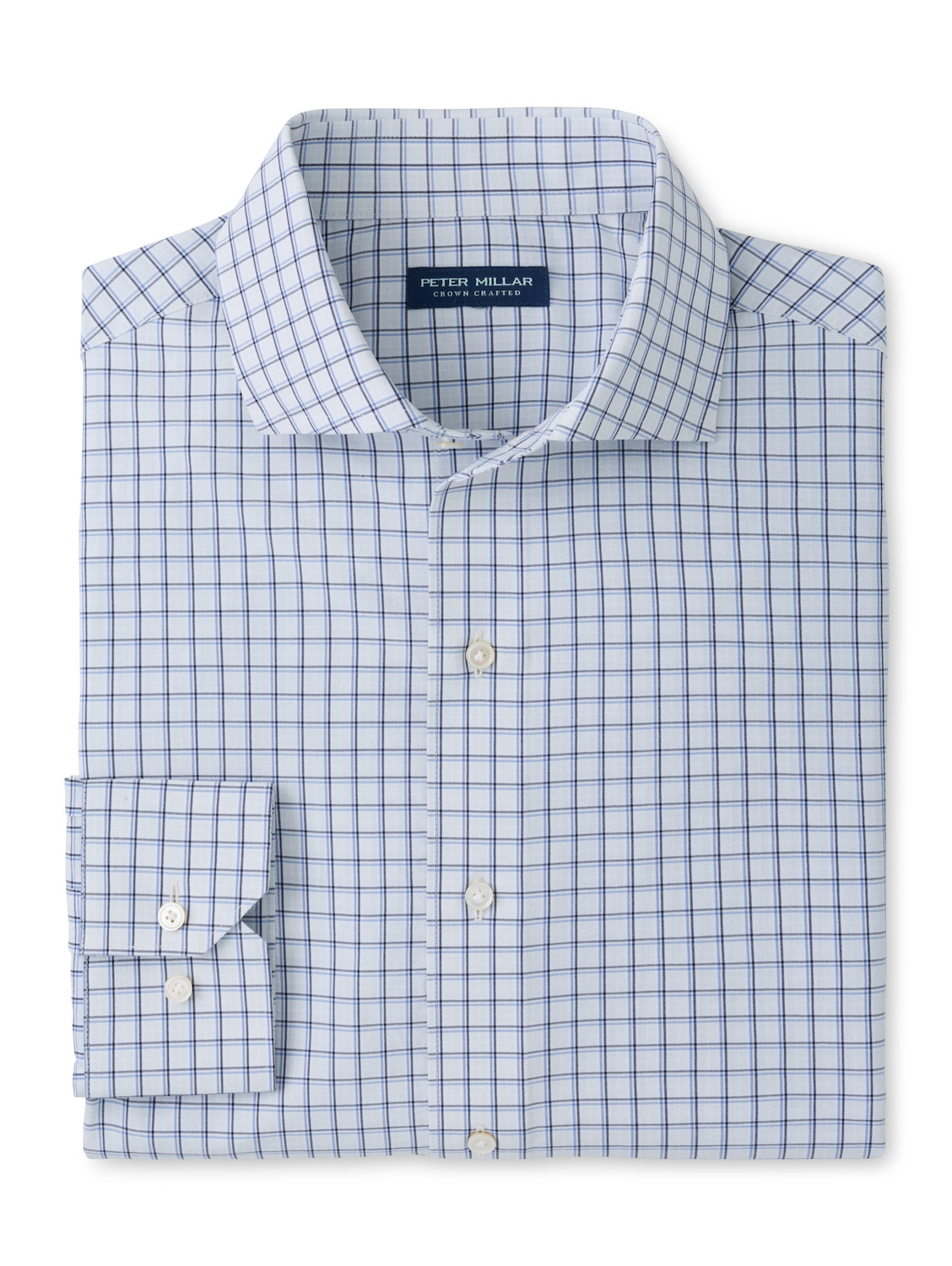 Peter Millar Herb Performance Poplin Sport Shirt in Grey Mist