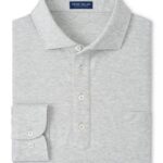 Peter Millar Landon Long-Sleeve Polo in Grey Heather