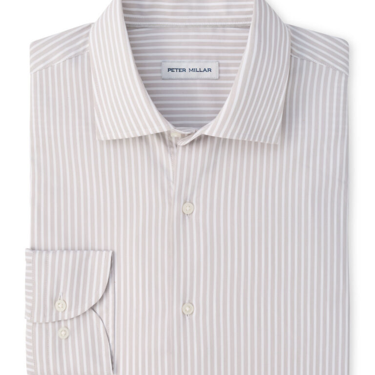 Peter Millar Langley Crown Lite Cotton-Stretch Sport Shirt in Battleship Grey