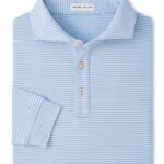 Peter Millar Lyons Stripe Performance Jersey Long-Sleeve Polo – Edwin Spread Collar in Lakeside