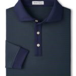 Peter Millar Lyons Stripe Performance Jersey Long-Sleeve Polo – Edwin Spread Collar in Navy