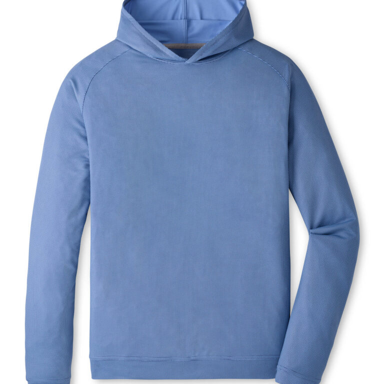 Peter Millar Pine Houndstooth Performance Hoodie in Bali Blue