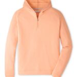 Peter Millar Pine Quarter-Zip Performance Hoodie in Papaya