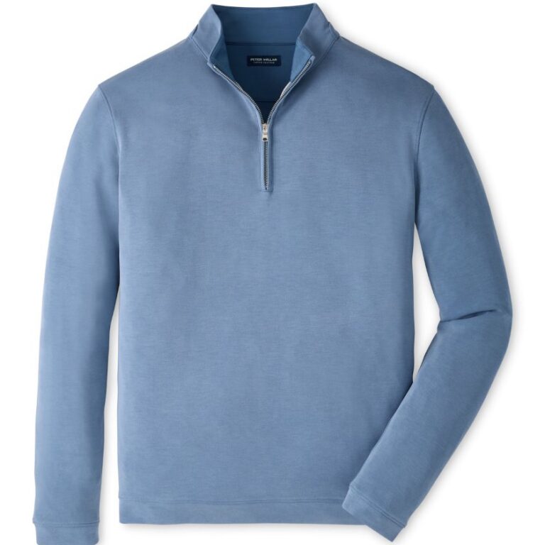 Peter Millar Soft Suede Performance Quarter-Zip in Windy Blue