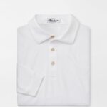 Peter Millar Solid Long-Sleeve Performance Jersey Polo in White