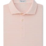 Peter Millar Wade Performance Jersey Polo – Sean Self Collar in White / Papaya
