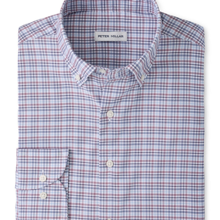 Peter Millar Wayne Performance Twill Sport Shirt in Blue Freesia