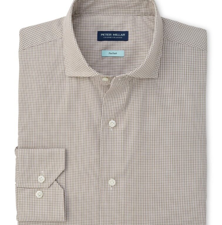 Peter Millar Winston Cotton Sport Shirt in Light Mocha