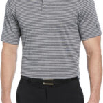 PGA Tour Heather Feeder Stripe Polo in Grey Htr