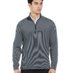 PGA Tour Men’s Feeder Stripe Mock Neck in Caviar