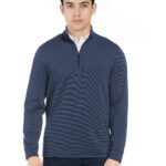 PGA Tour Men’s Feeder Stripe Mock Neck in Peacoat