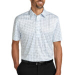 Port Authority Shirt Collar Polo in Black/ Carolina Blue Check