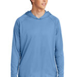 Port & Co Performance Pullover Hooded Tee in Carolina Blue