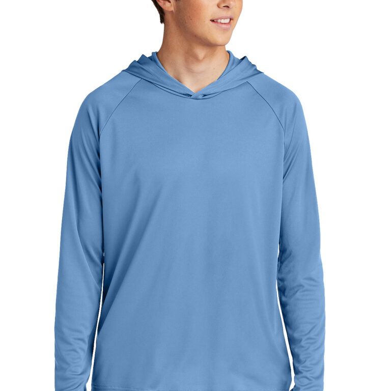 Port & Co Performance Pullover Hooded Tee in Carolina Blue