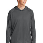 Port & Co Performance Pullover Hooded Tee in Charcoal