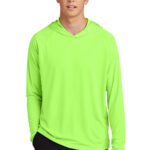 Port & Co Performance Pullover Hooded Tee in Neon Green