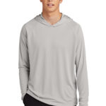Port & Co Performance Pullover Hooded Tee in Silver
