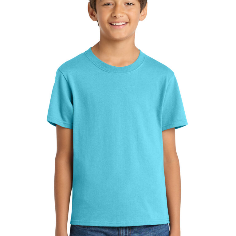 Port & Co Youth Core Cotton Tee in Aquatic Blue