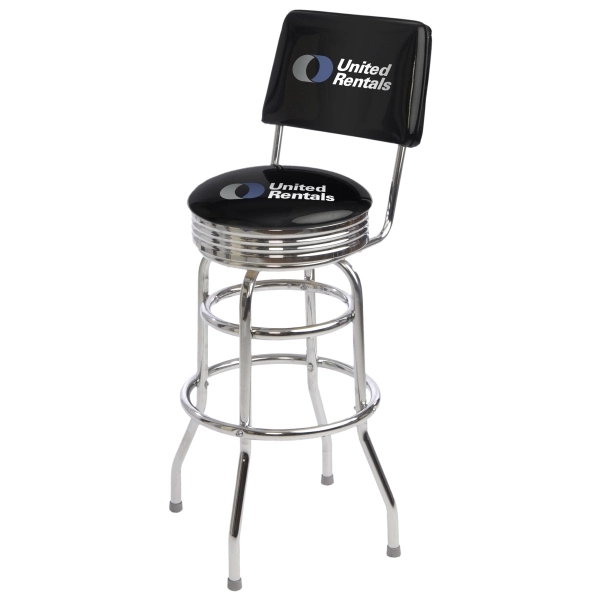 Retro Chrome Swivel Stool with Back