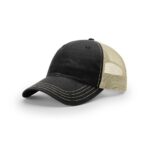 Richardson 111 Garment Washed Trucker in Black/Khaki