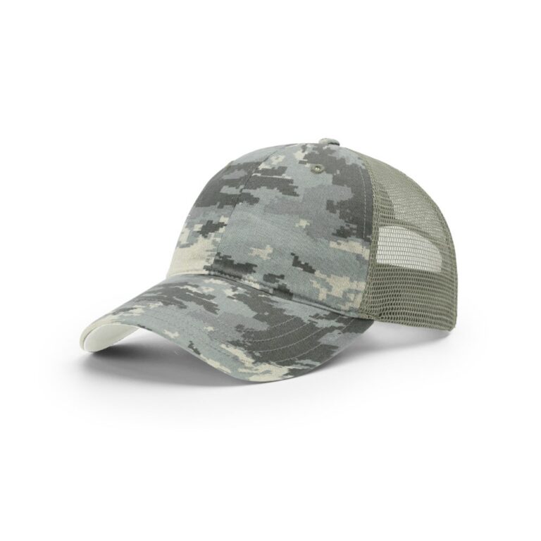 Richardson 111P Garment Washed Printed Trucker in Digital Camo/Light Green