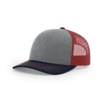Richardson 112 Trucker in Heather Grey/Cardinal/Navy