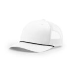 Richardson 112FPR Five Panel Trucker with Rope in White/Black