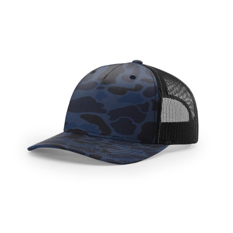 Richardson 112PFP Printed Five Panel Trucker in Admiral Duck Camo/Black