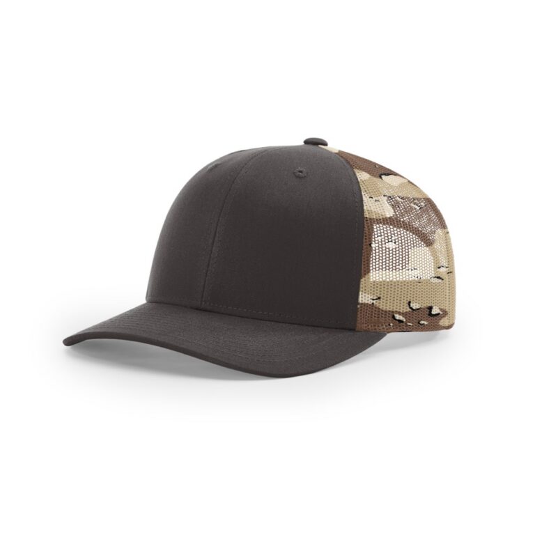 Richardson 112PM Printed Mesh Trucker in Brown/Desert Camo
