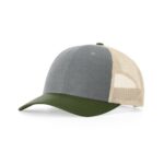 Richardson 115 Low Pro Trucker in Heather Grey/Birch/Army Olive