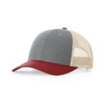 Richardson 115 Low Pro Trucker in Heather Grey/Birch/Cardinal