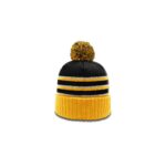 Richardson 134 Striped Beanie with Cuff & Pom in Black/Gold/White