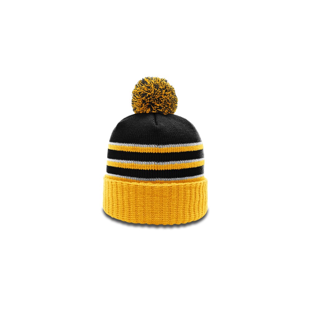 Richardson 134 Striped Beanie with Cuff & Pom