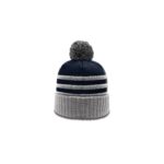 Richardson 134 Striped Beanie with Cuff & Pom in Navy/Grey/White