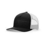 Richardson 163 Laser Cut Five Panel Trucker in Black/Light Grey/Light Grey