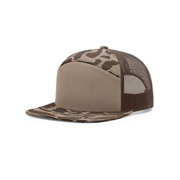 Richardson 168P Printed 7 Panel Mesh Back in Bark Duck Camo/Brown